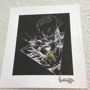 Martini Splash Art Lithograph by Godard